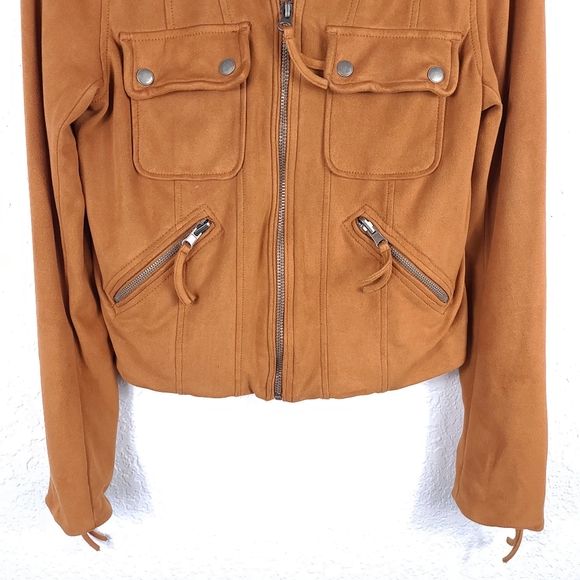 FREE PEOPLE Mia Faux Suede Tan Moto Jacket - Picture 7 of 15